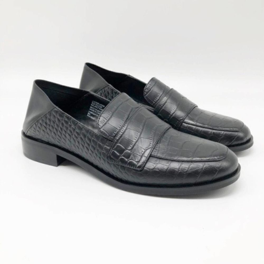 TREASURE & BOND Nox Collapsible Black Croc Loafer